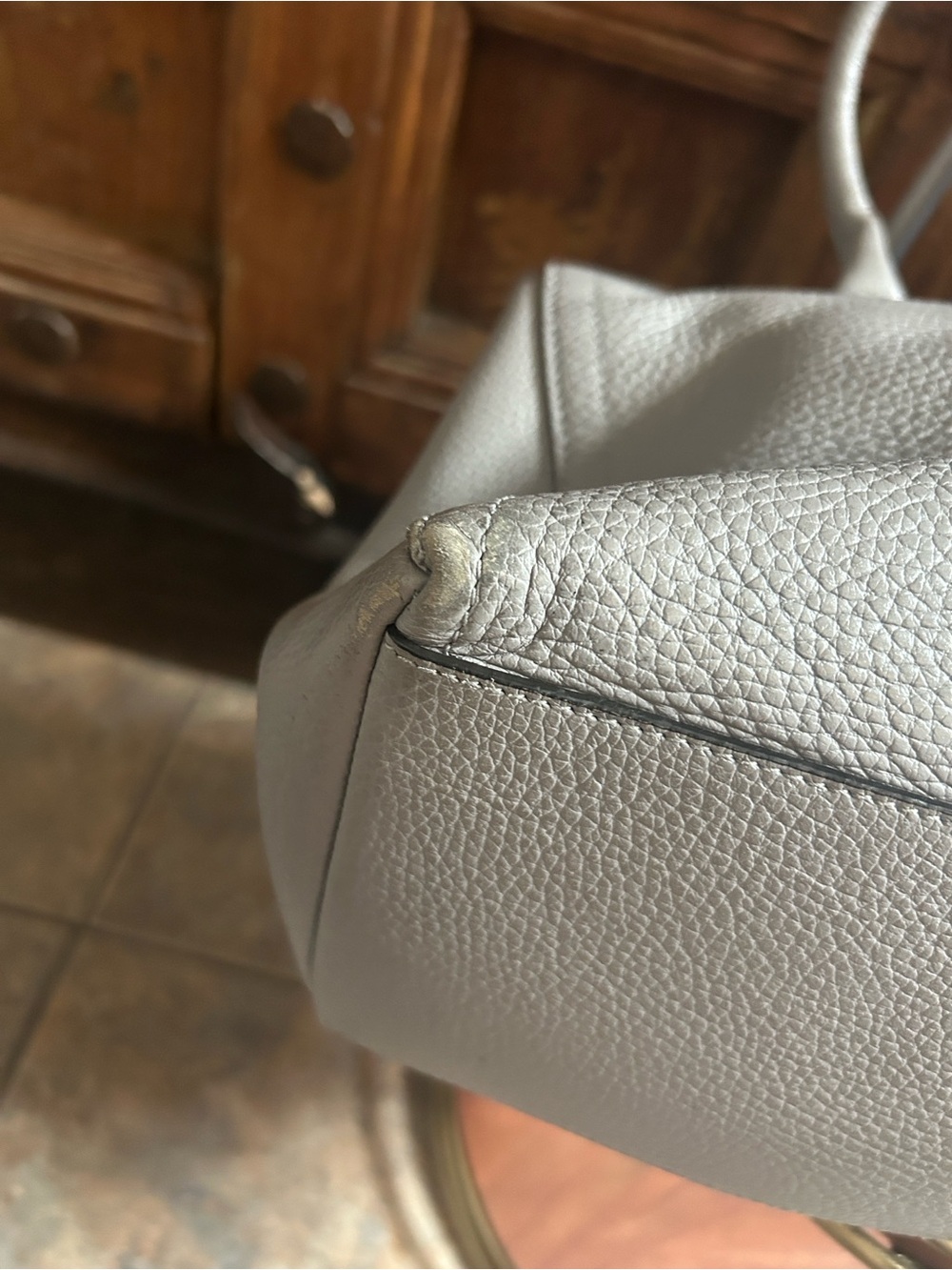Furla Alba Medium gray pebbled Leather in light Onice gray tote - Picture 9 of 15